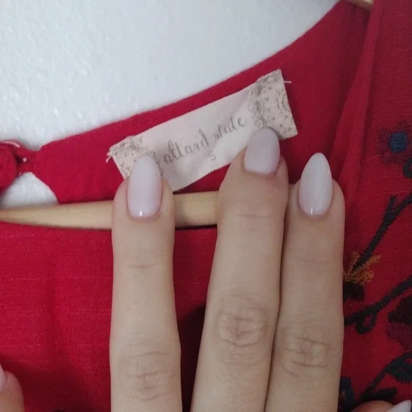 Altar'd State Embroidered Boho Dress in Red Bell Sleeve Flowy Bohemian - Picture 6 of 7